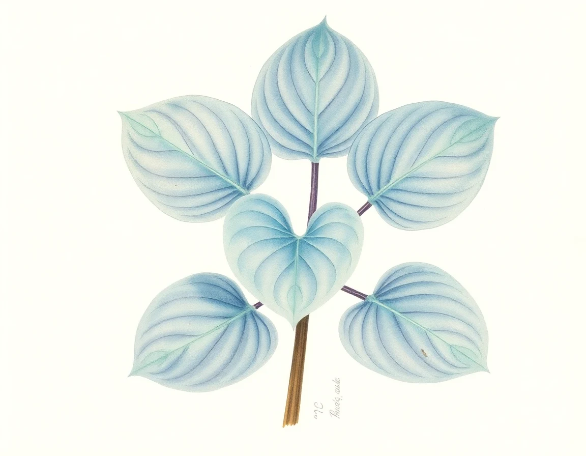 Watercolor illustration of Hosta 'Rocknoll Blue Dwarf'