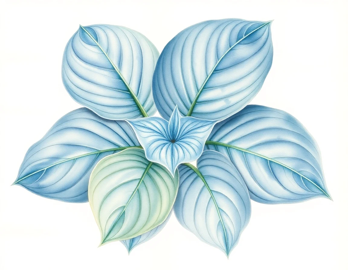 Watercolor illustration of Hosta 'Roller Coaster'