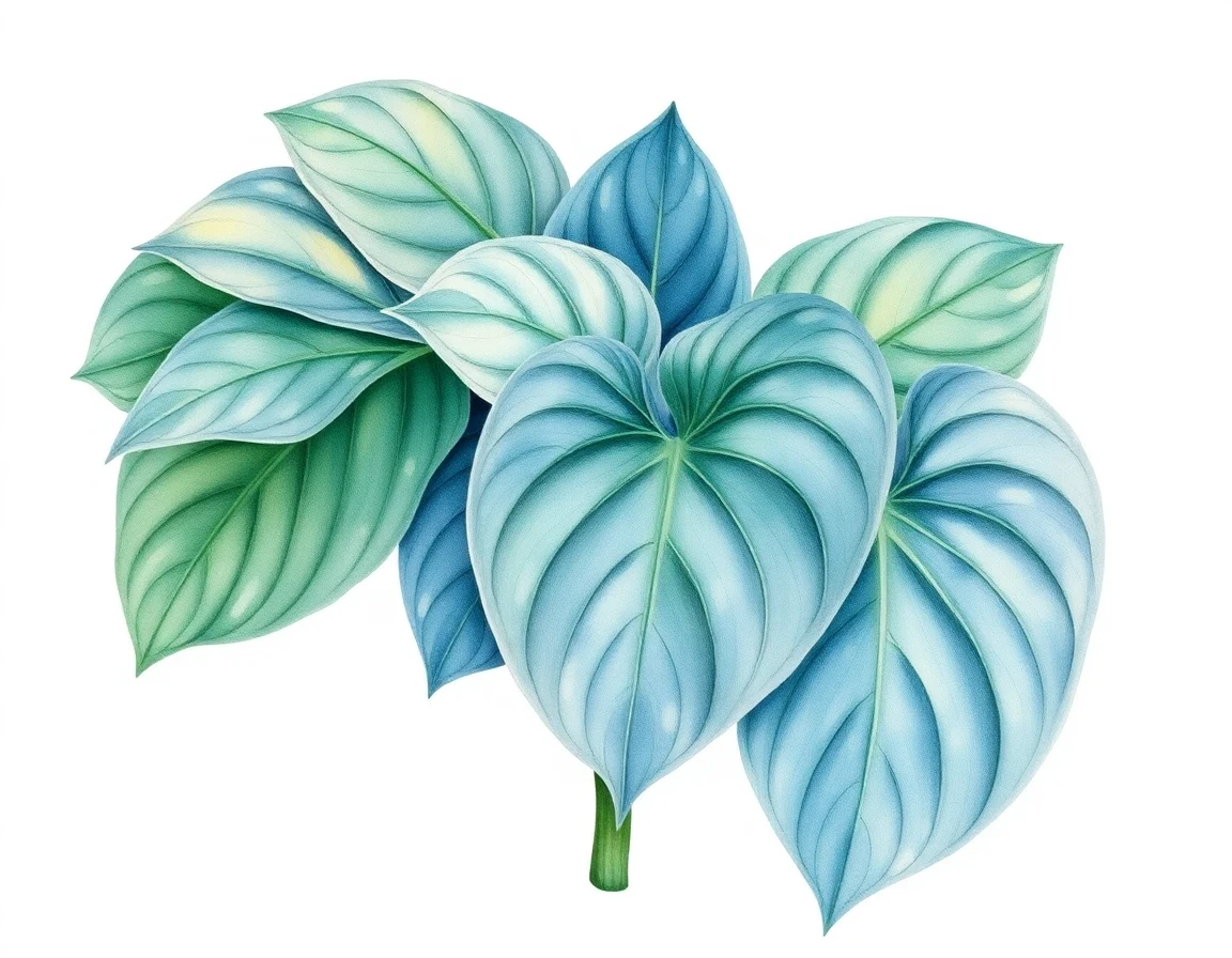 Watercolor illustration of Hosta 'Ron Damant'