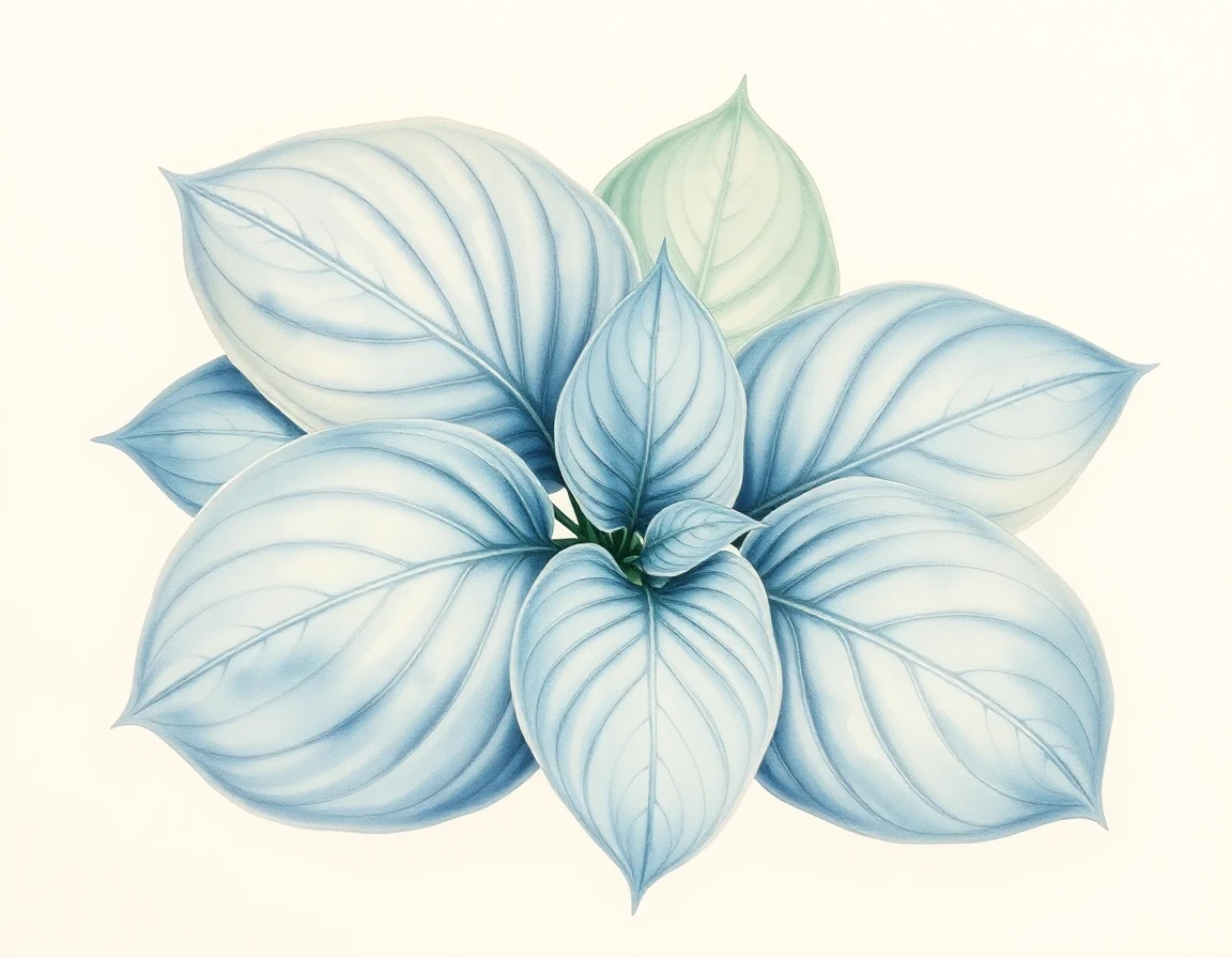 Watercolor illustration of Hosta 'Roostertail'