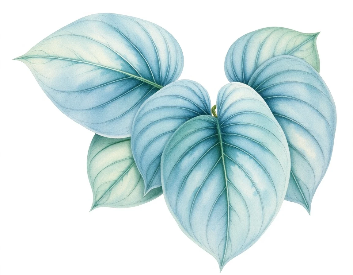 Watercolor illustration of Hosta 'Rosedale Black Hole'