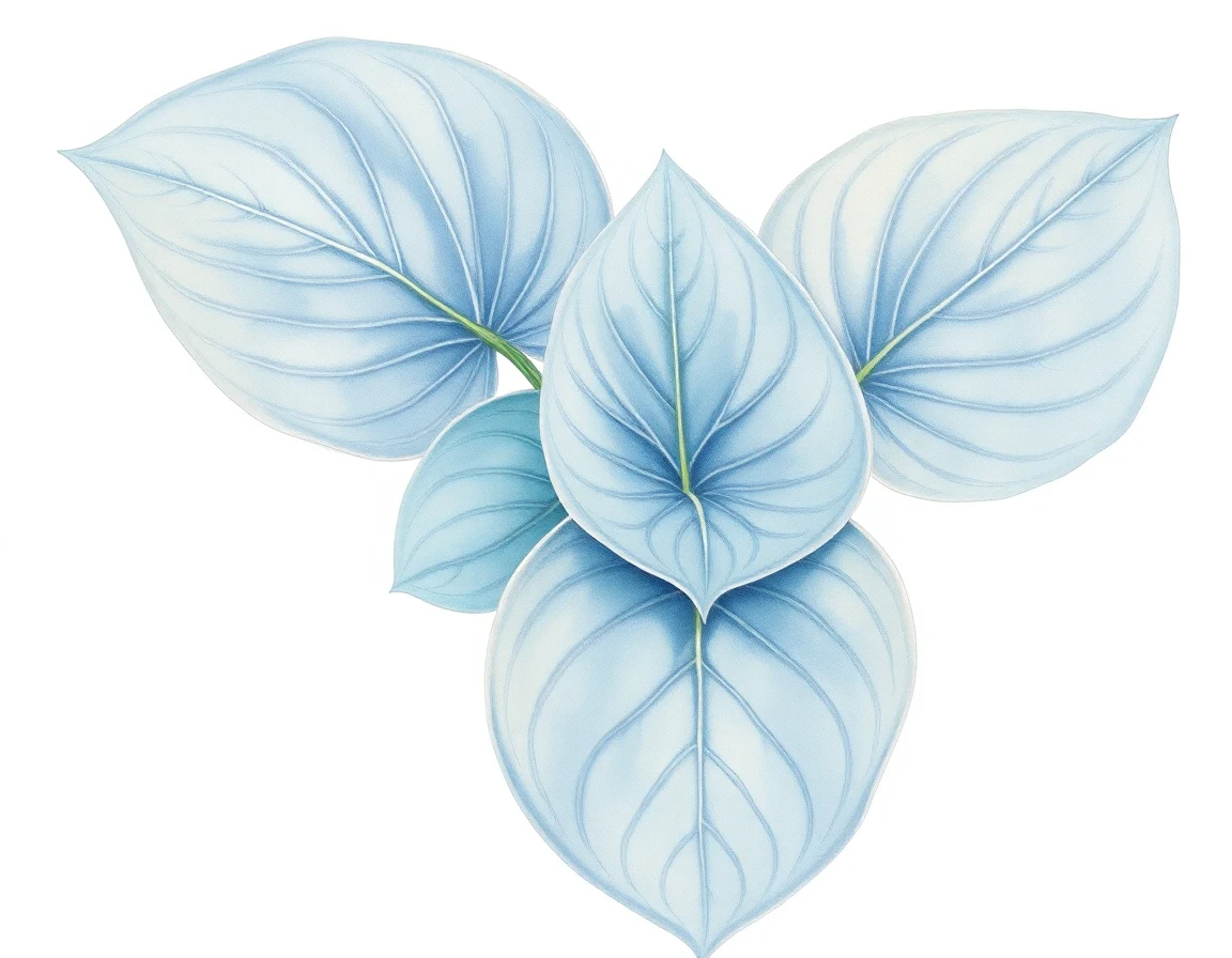 Watercolor illustration of Hosta 'Rosedale Black Ice'