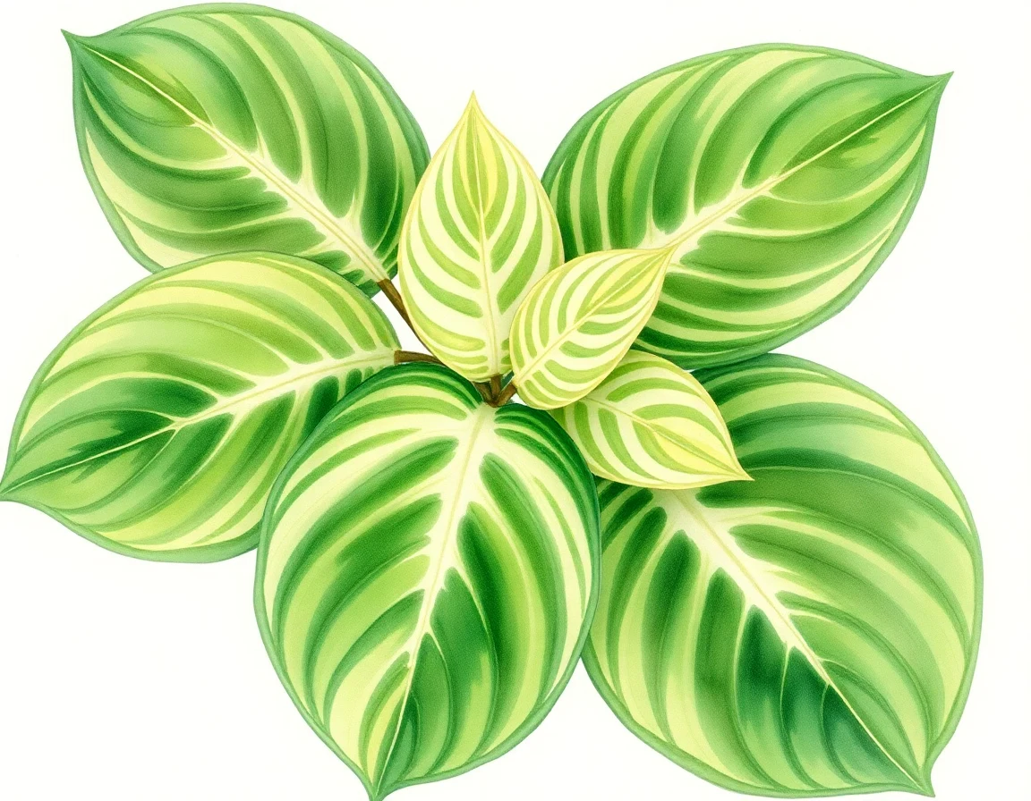 Watercolor illustration of Hosta 'Rosedale Blend Master'