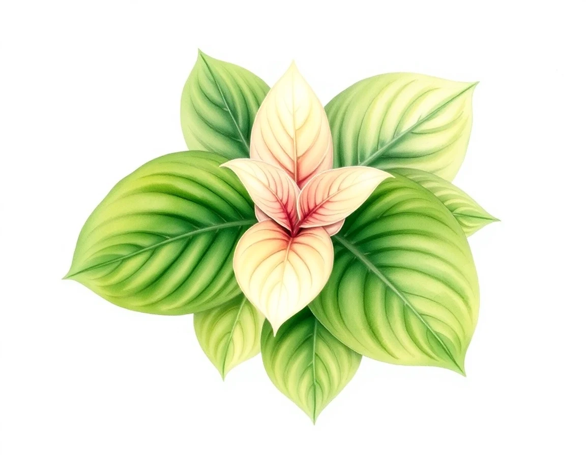 Watercolor illustration of Hosta 'Rosedale Blunder Bus'