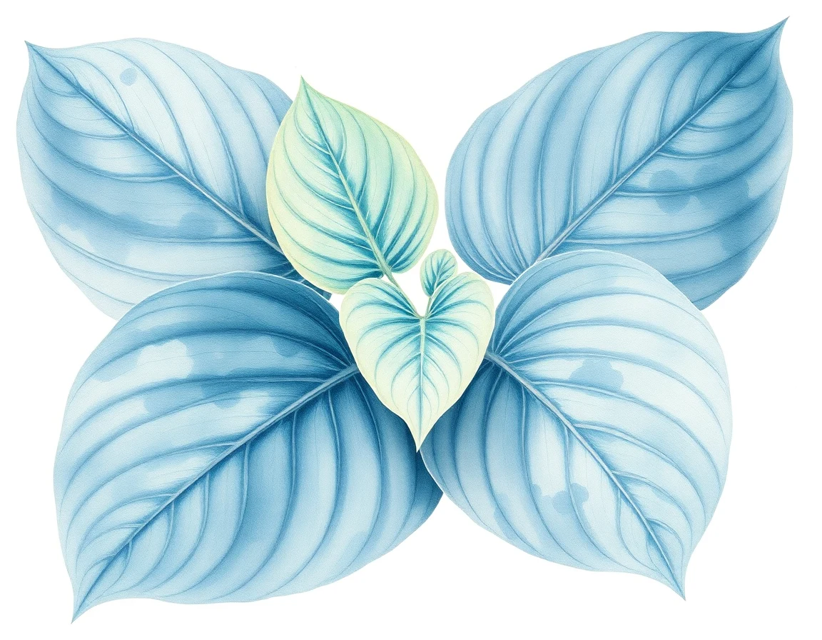 Watercolor illustration of Hosta 'Rosedale Buddy Holly'