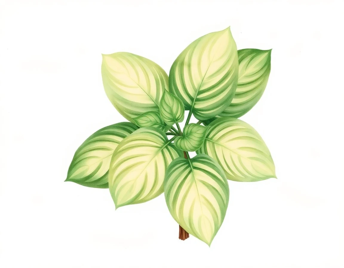 Watercolor illustration of Hosta 'Rosedale Butter Run'