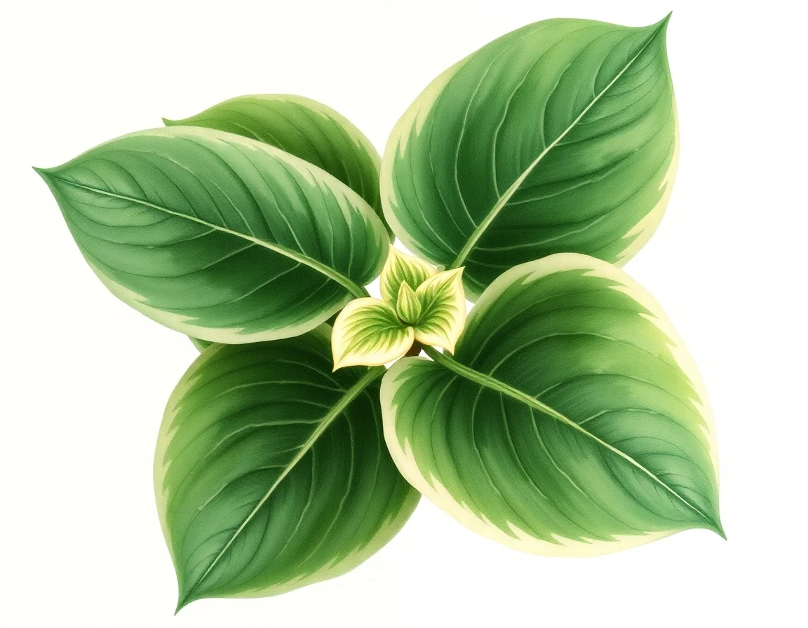 Watercolor illustration of Hosta 'Rosedale Frosted Malt'