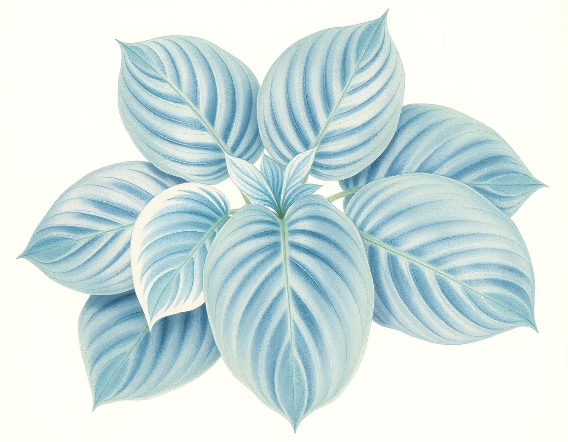Watercolor illustration of Hosta 'Rosedale Genevieve'