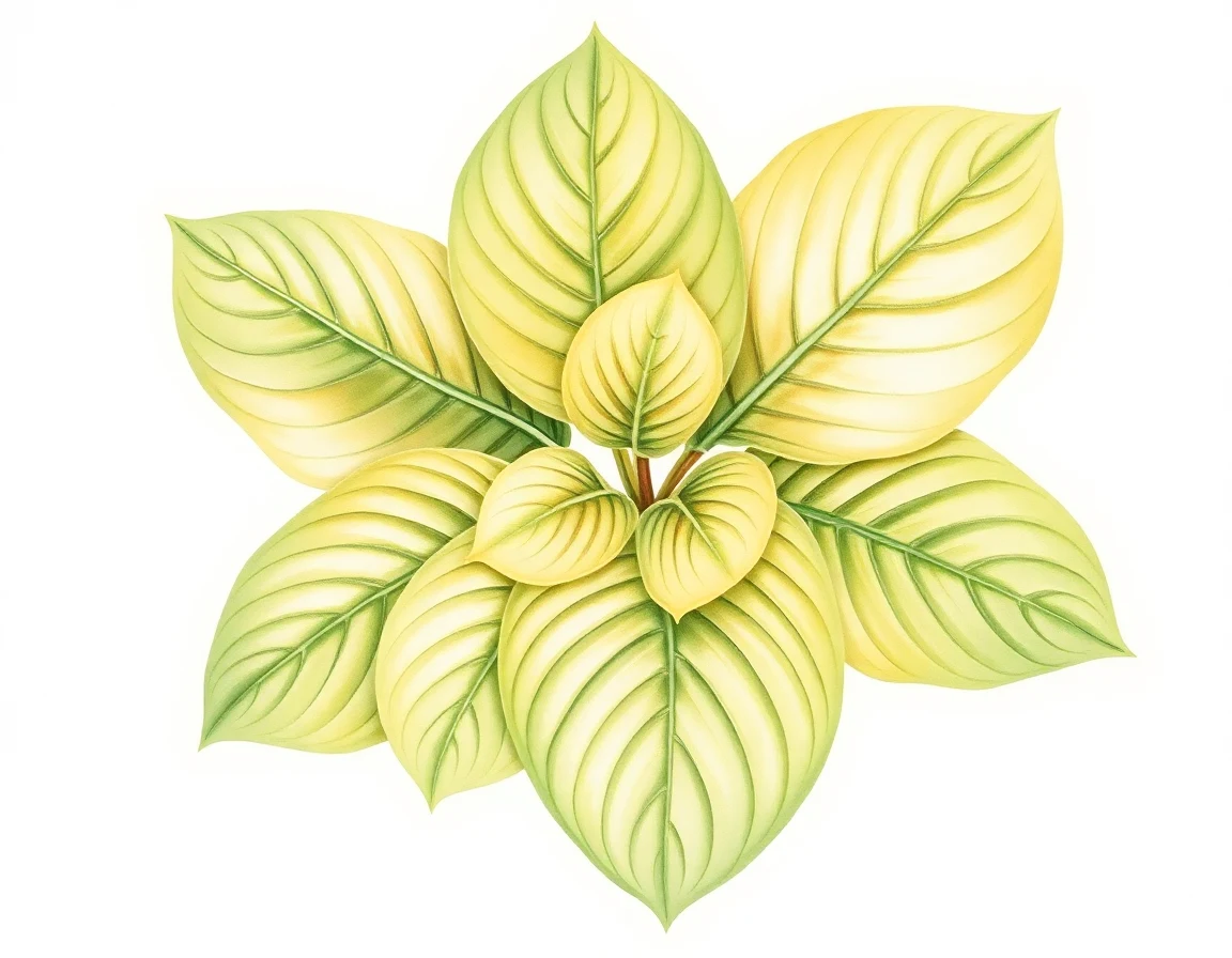 Watercolor illustration of Hosta 'Rosedale Golden Teapot'