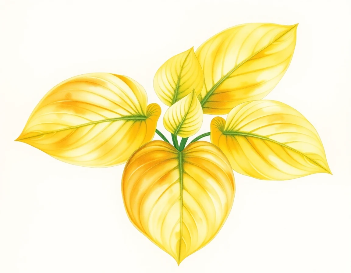 Watercolor illustration of Hosta 'Rosedale Golden Washboard'