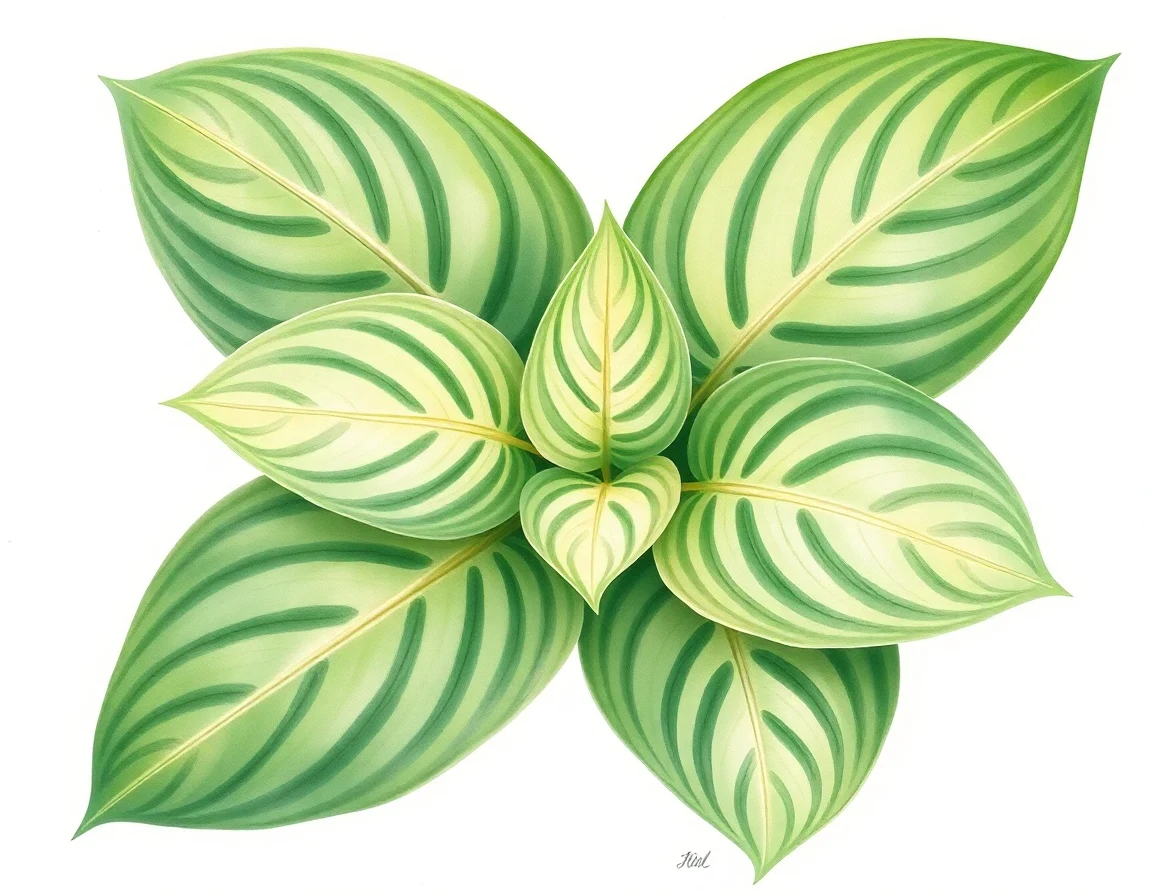 Watercolor illustration of Hosta 'Rosedale Jack of Hearts'