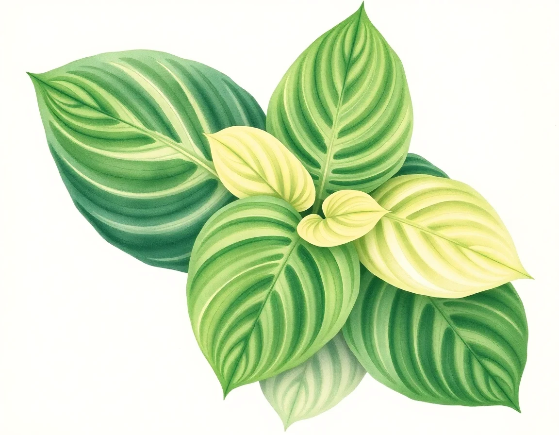 Watercolor illustration of Hosta 'Rosedale Jack of Spades'
