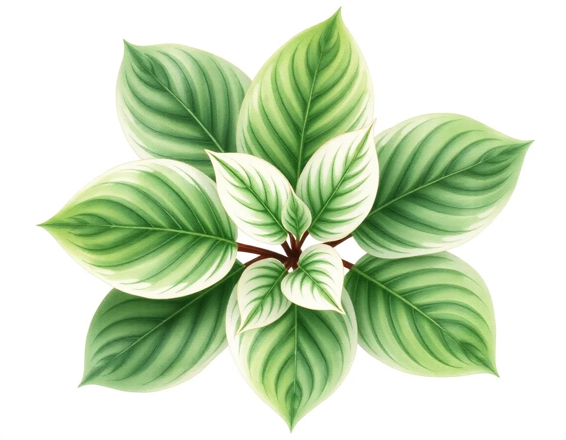 Watercolor illustration of Hosta 'Rosedale Leaping Lizards'