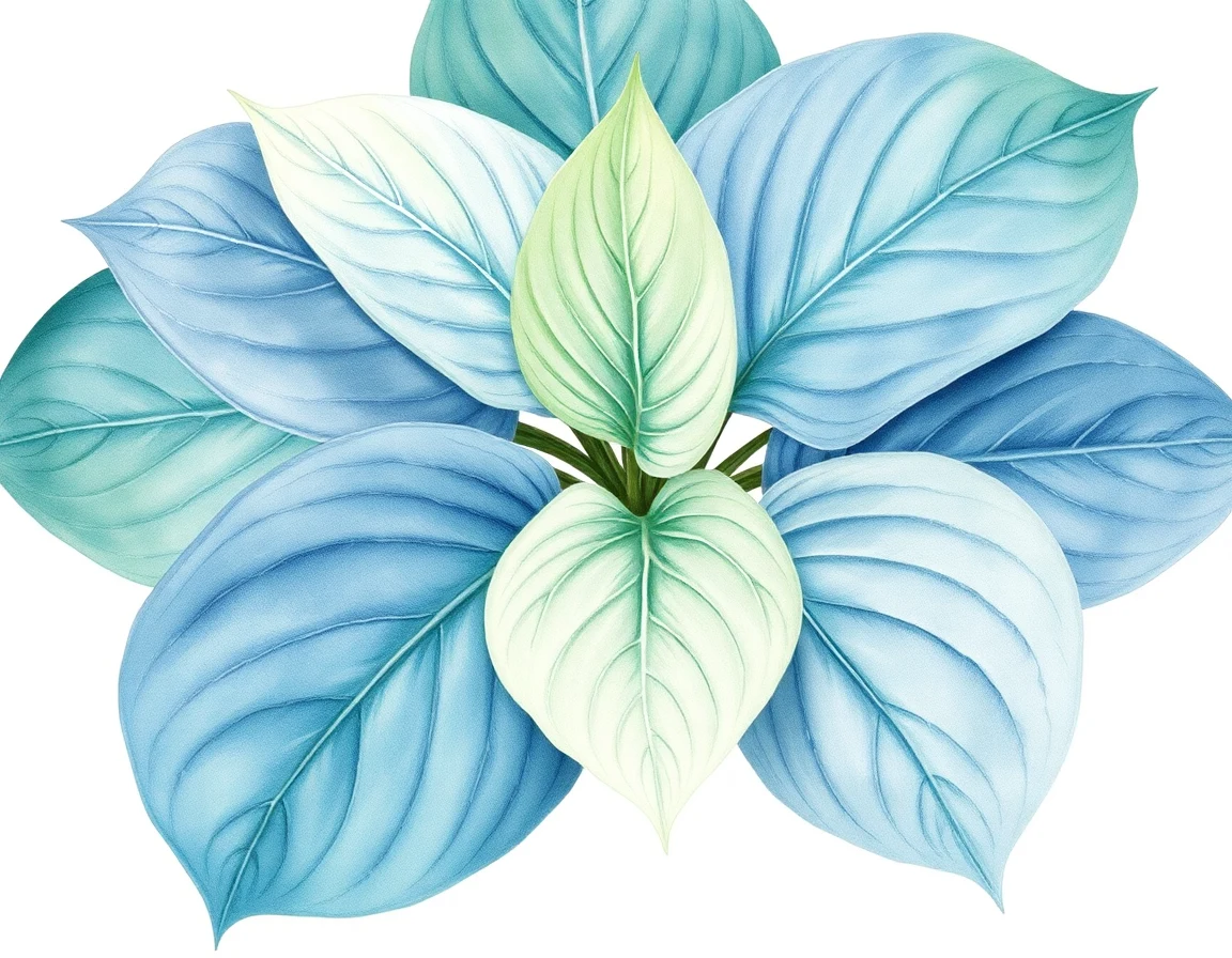 Watercolor illustration of Hosta 'Rosedale Lela Mae'