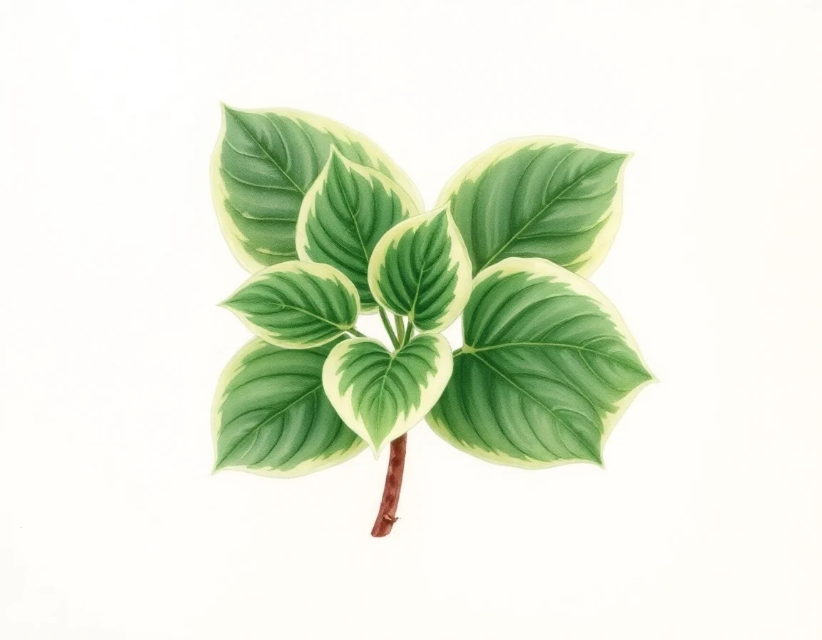 Watercolor illustration of Hosta 'Rosedale Lion's Mane'