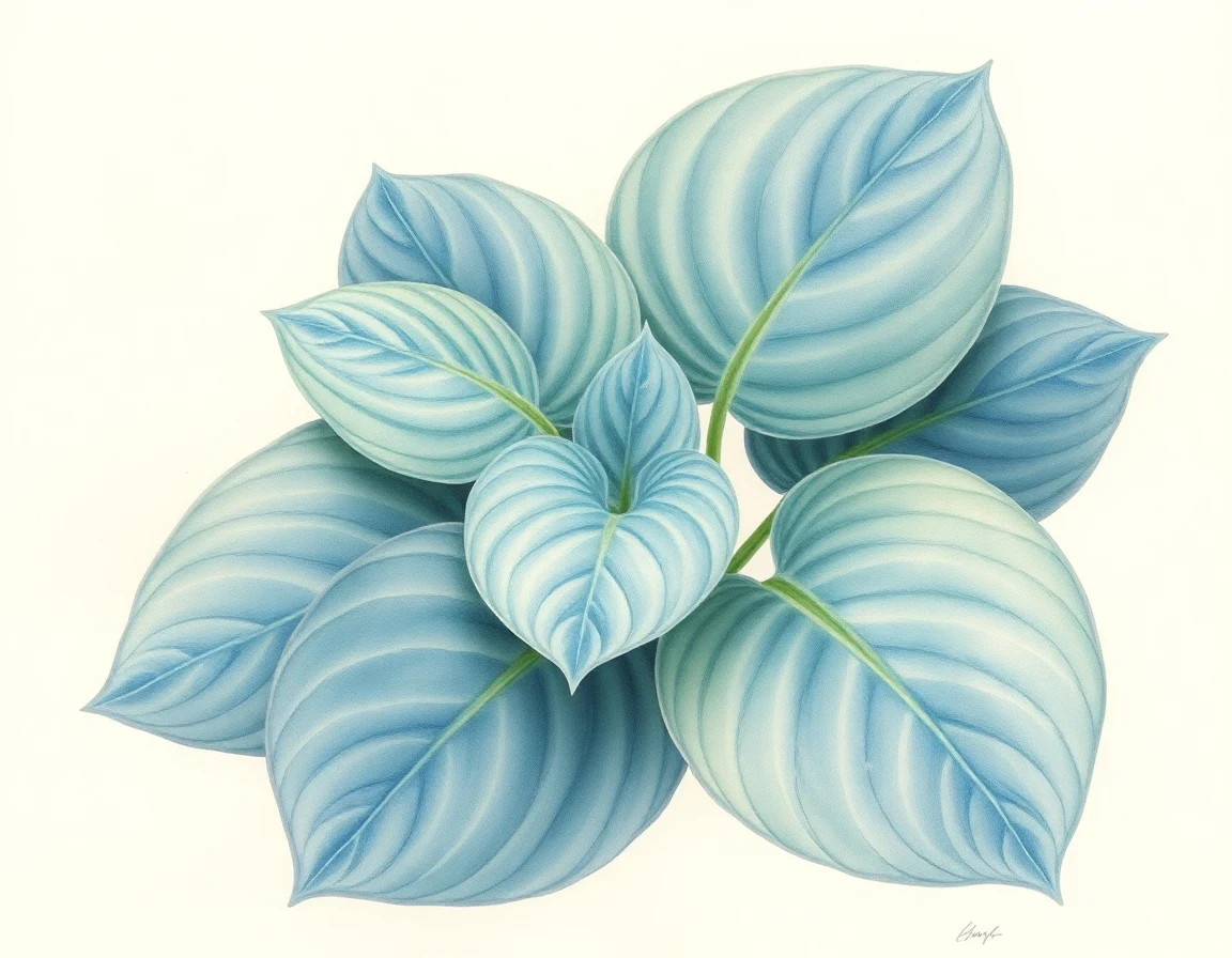 Watercolor illustration of Hosta 'Rosedale Marsha Axmear Erb'