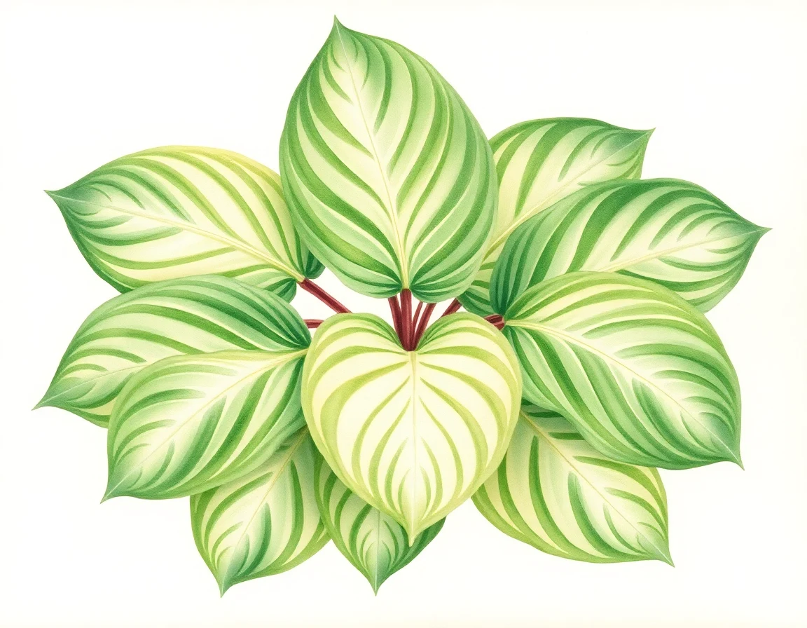 Watercolor illustration of Hosta 'Rosedale Mixmaster'