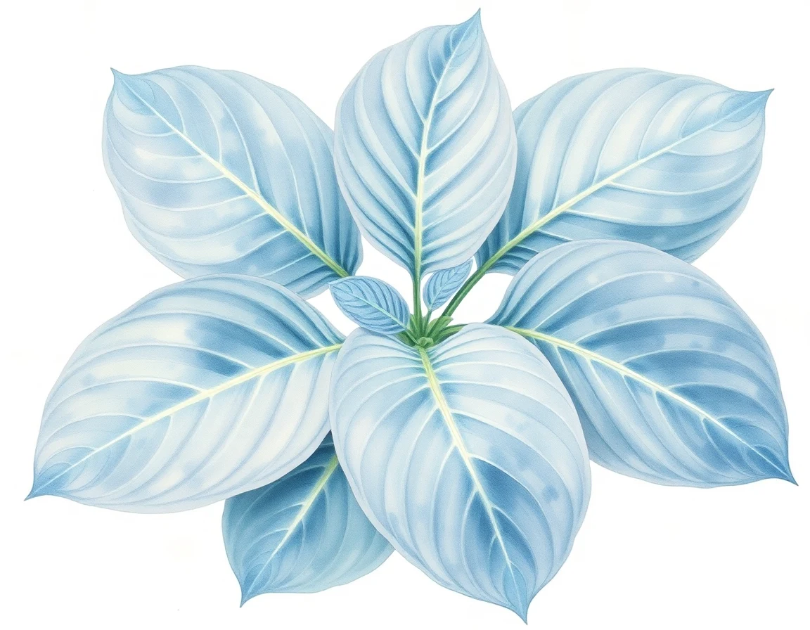 Watercolor illustration of Hosta 'Rosedale Mr Blue Jeans'