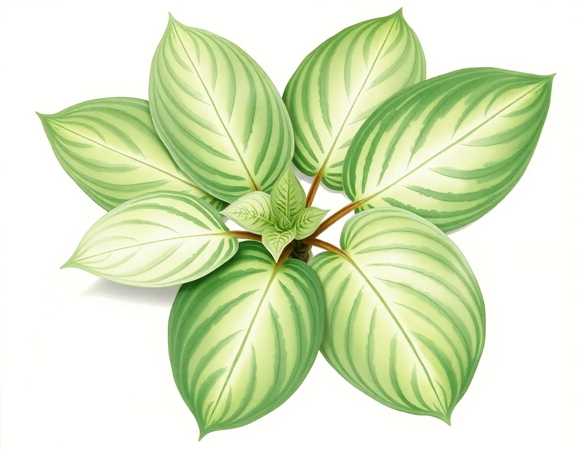 Watercolor illustration of Hosta 'Rosedale Old Maid'