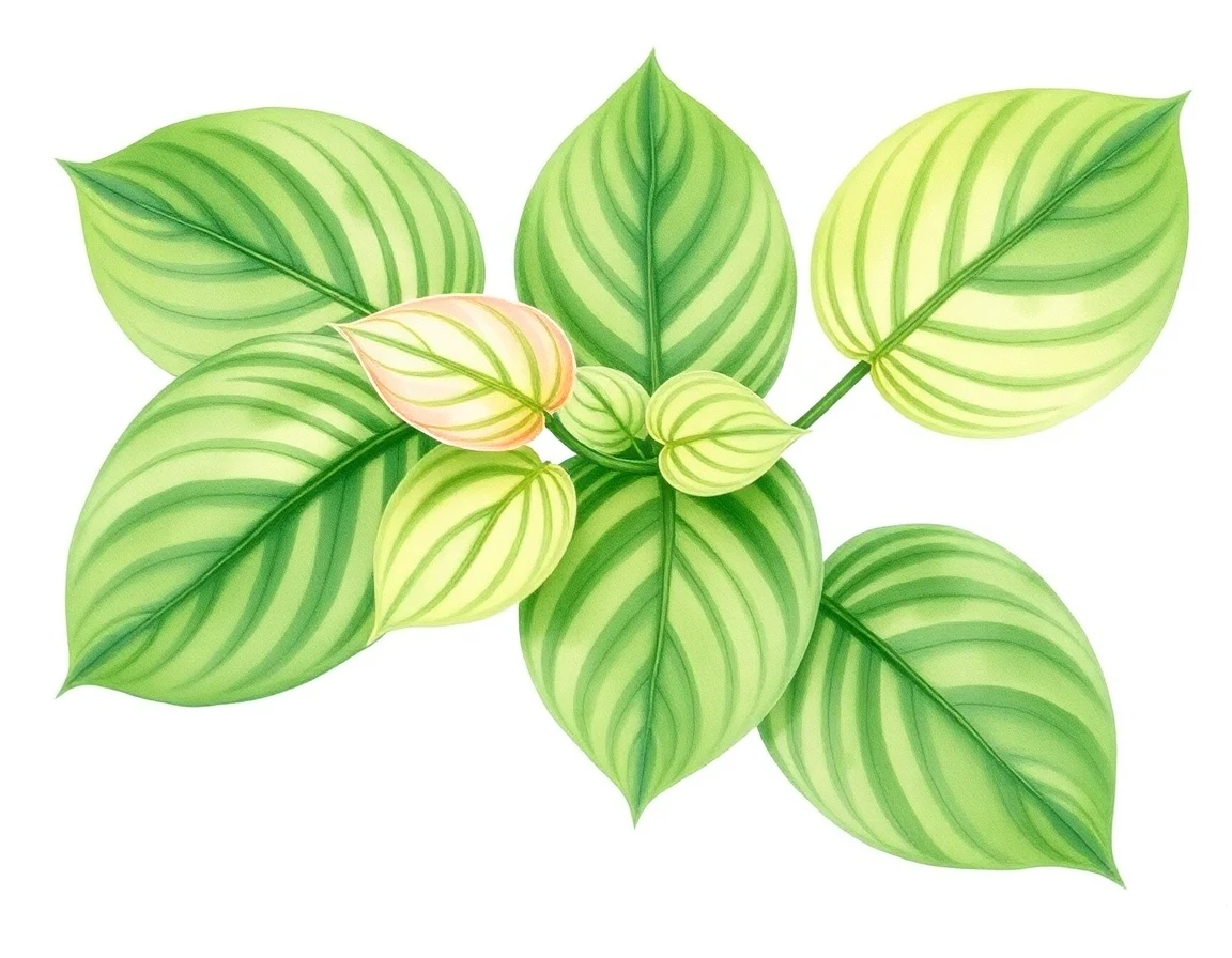 Watercolor illustration of Hosta 'Rosedale Pie Eyed'