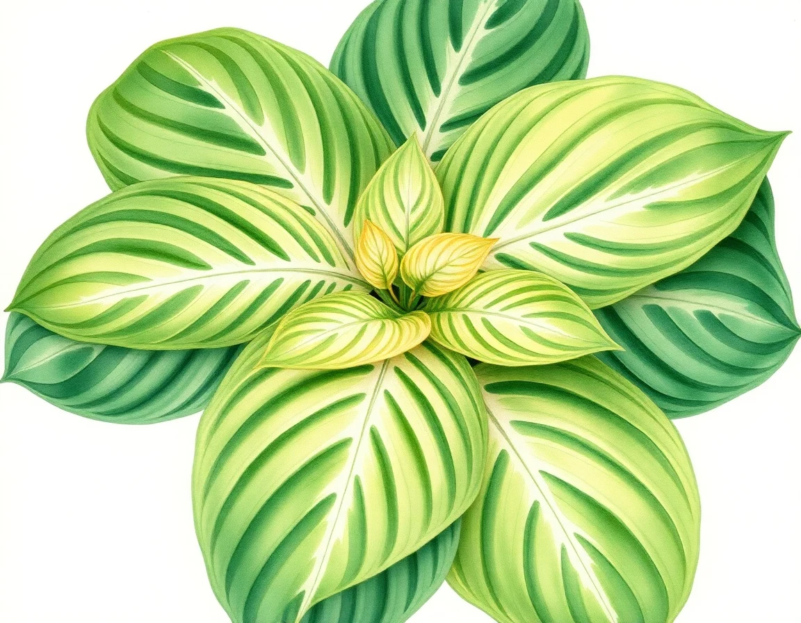 Watercolor illustration of Hosta 'Rosedale Richie Vallens'