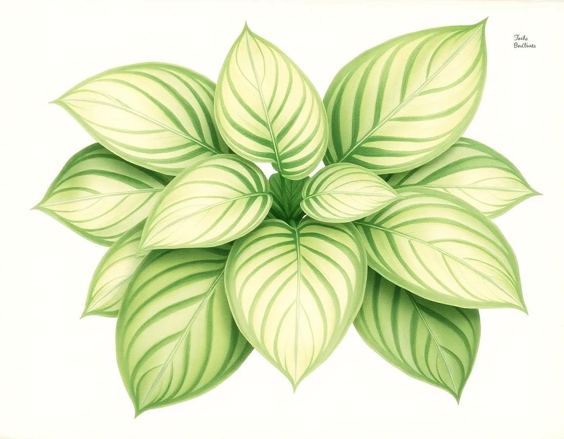 Watercolor illustration of Hosta 'Rosedale Soup Bowl'