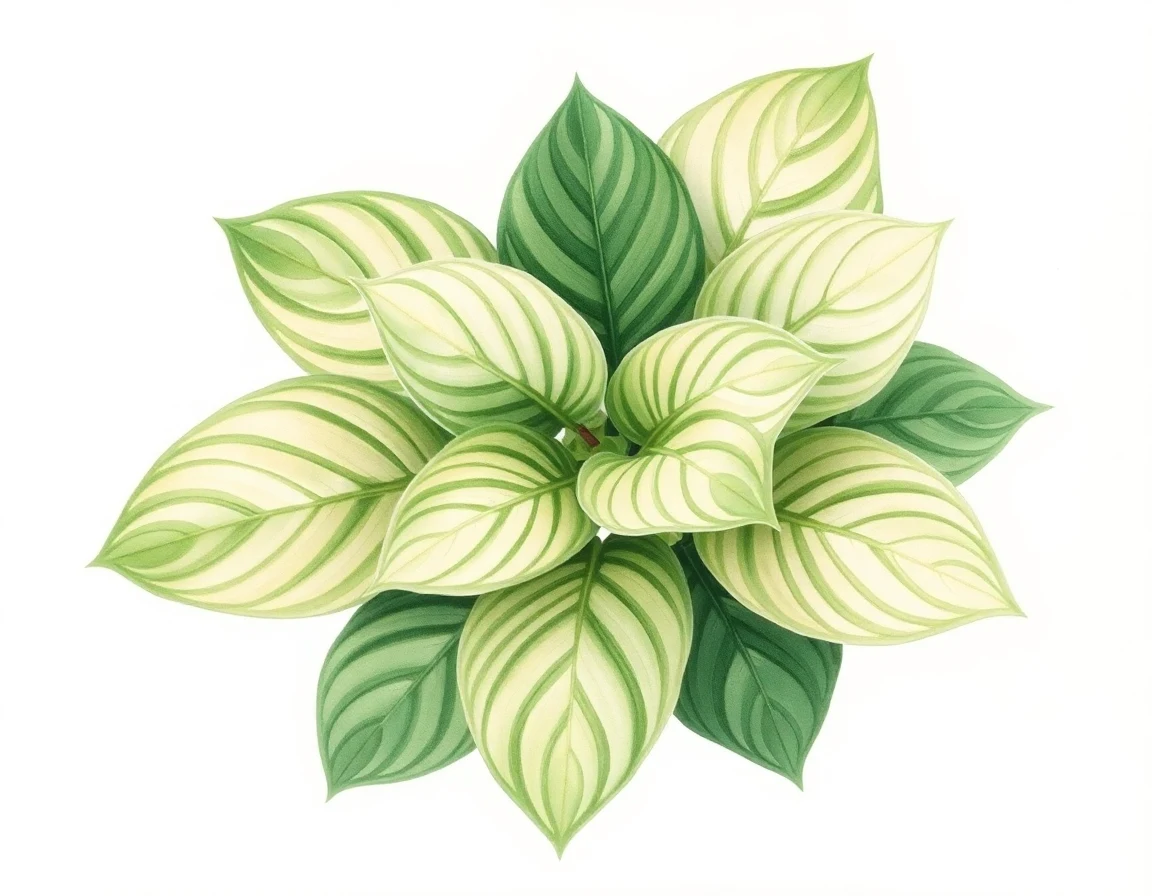 Watercolor illustration of Hosta 'Rosedale Stitched in Silk'