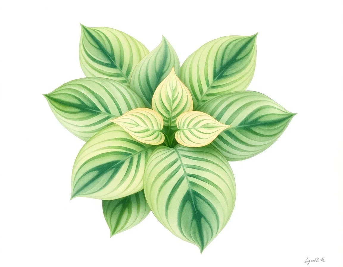Watercolor illustration of Hosta 'Rosedale Tie Dyed'