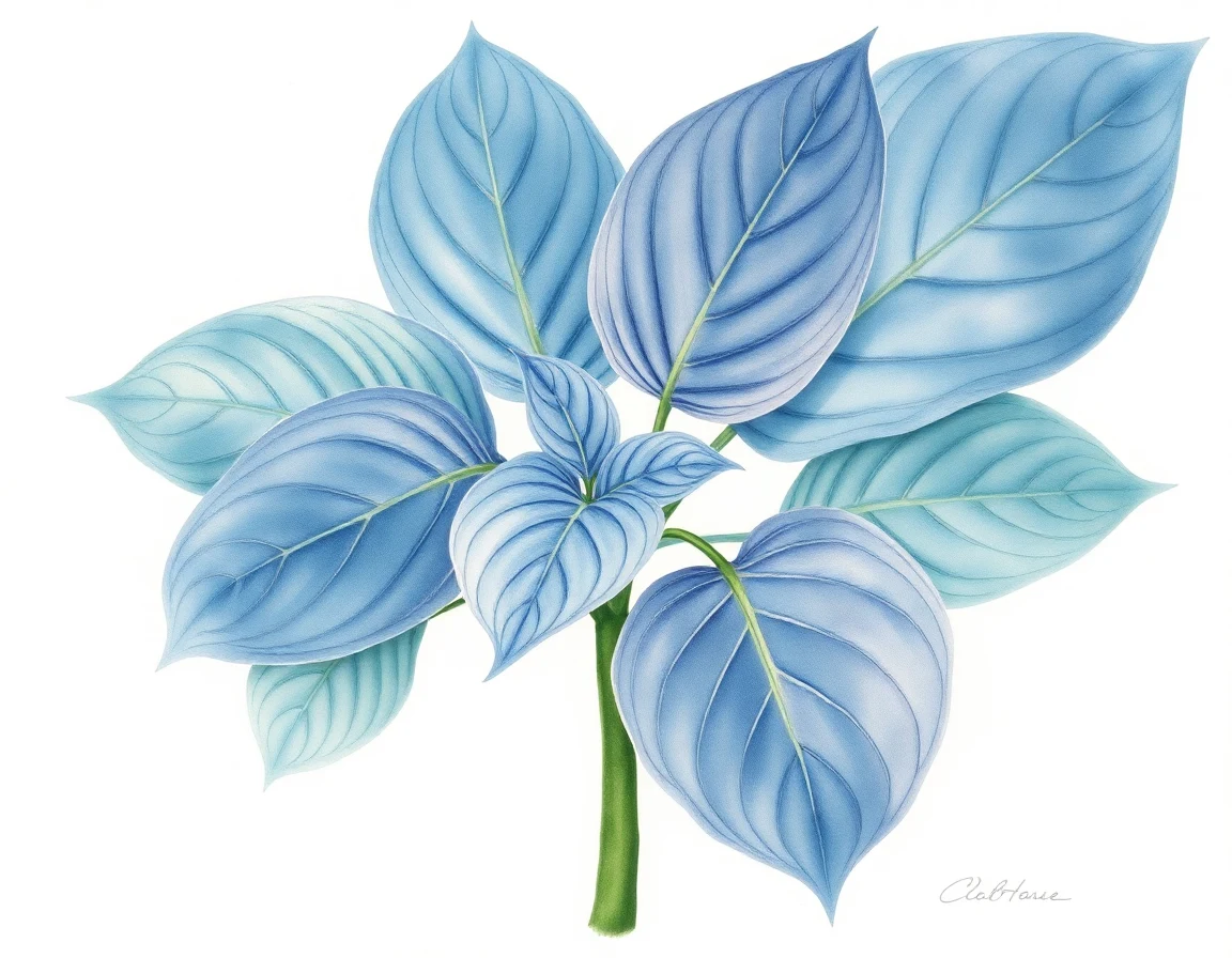 Watercolor illustration of Hosta 'Rosedale Tractor Seat'