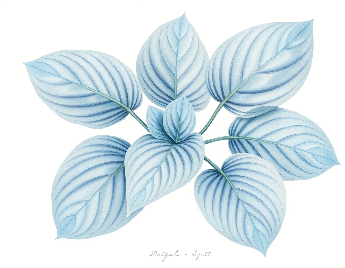 Watercolor illustration of Hosta 'Rotini'