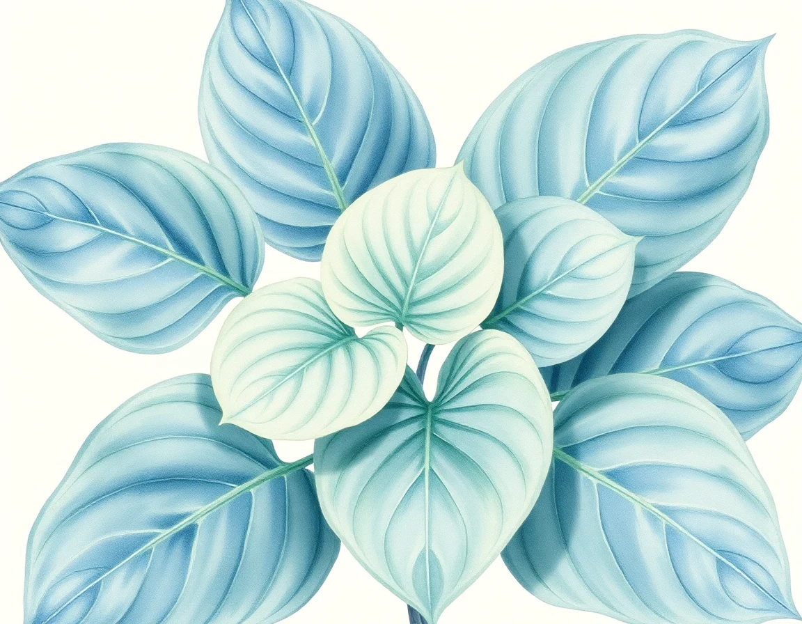 Watercolor illustration of Hosta 'Royal Quilt'