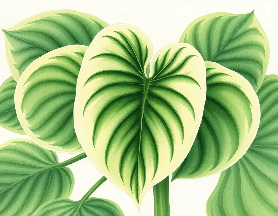 Watercolor illustration of Hosta 'Royal Rainbow'