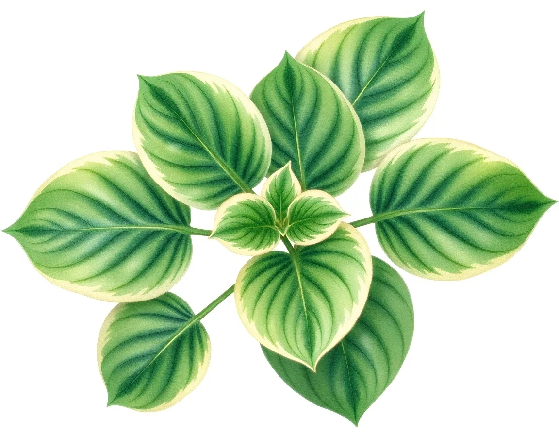 Watercolor illustration of Hosta 'Royal Tiara'