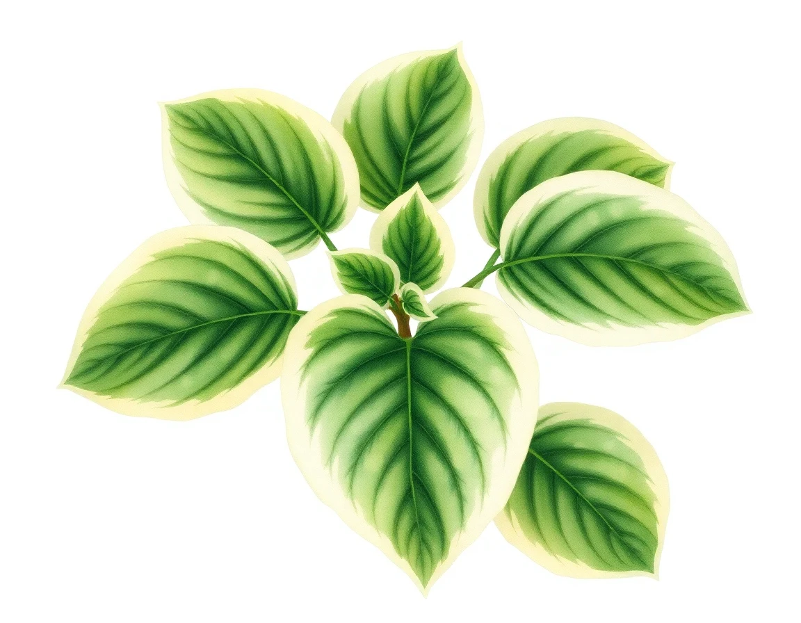 Watercolor illustration of Hosta 'Rubies and Ruffles'