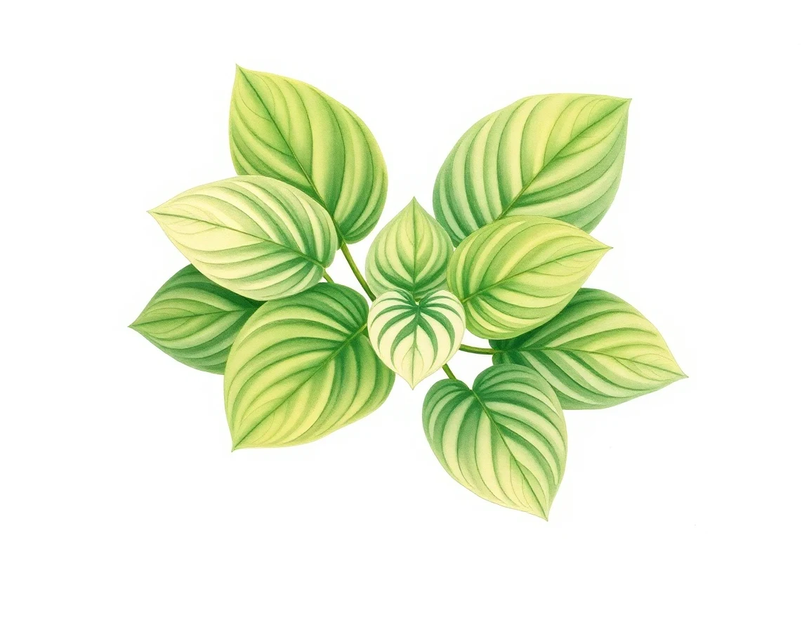 Watercolor illustration of Hosta 'Ruffled Pale Face'