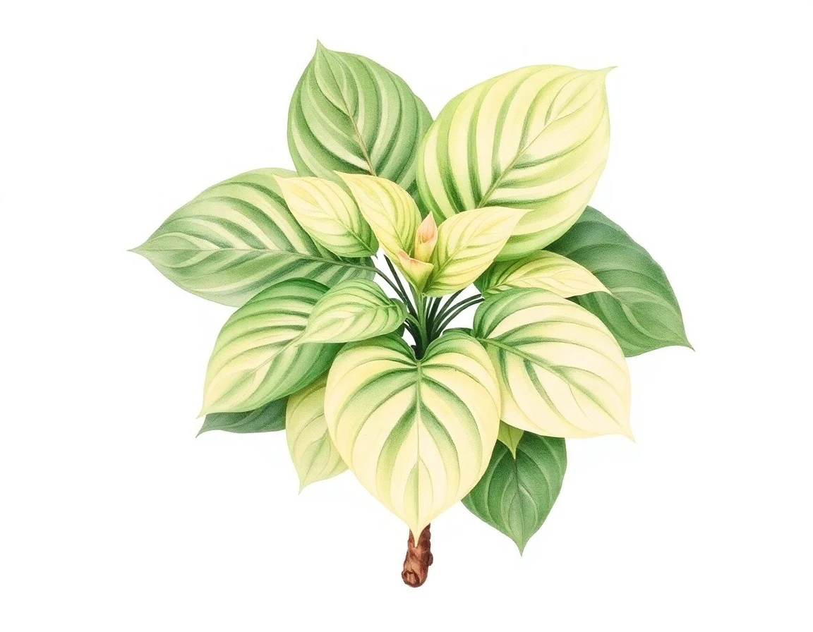Watercolor illustration of Hosta 'Ruffled Petticoats'