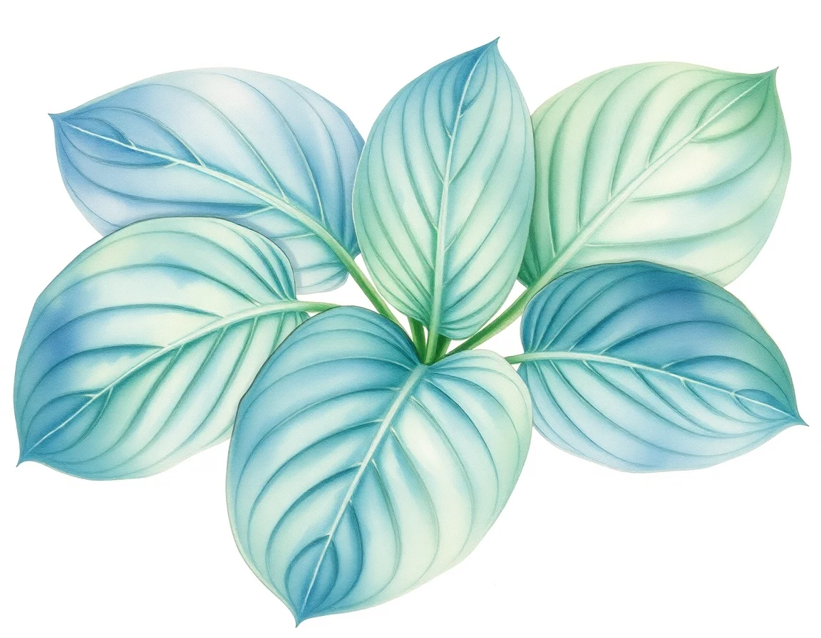 Watercolor illustration of Hosta 'Samual Blue'