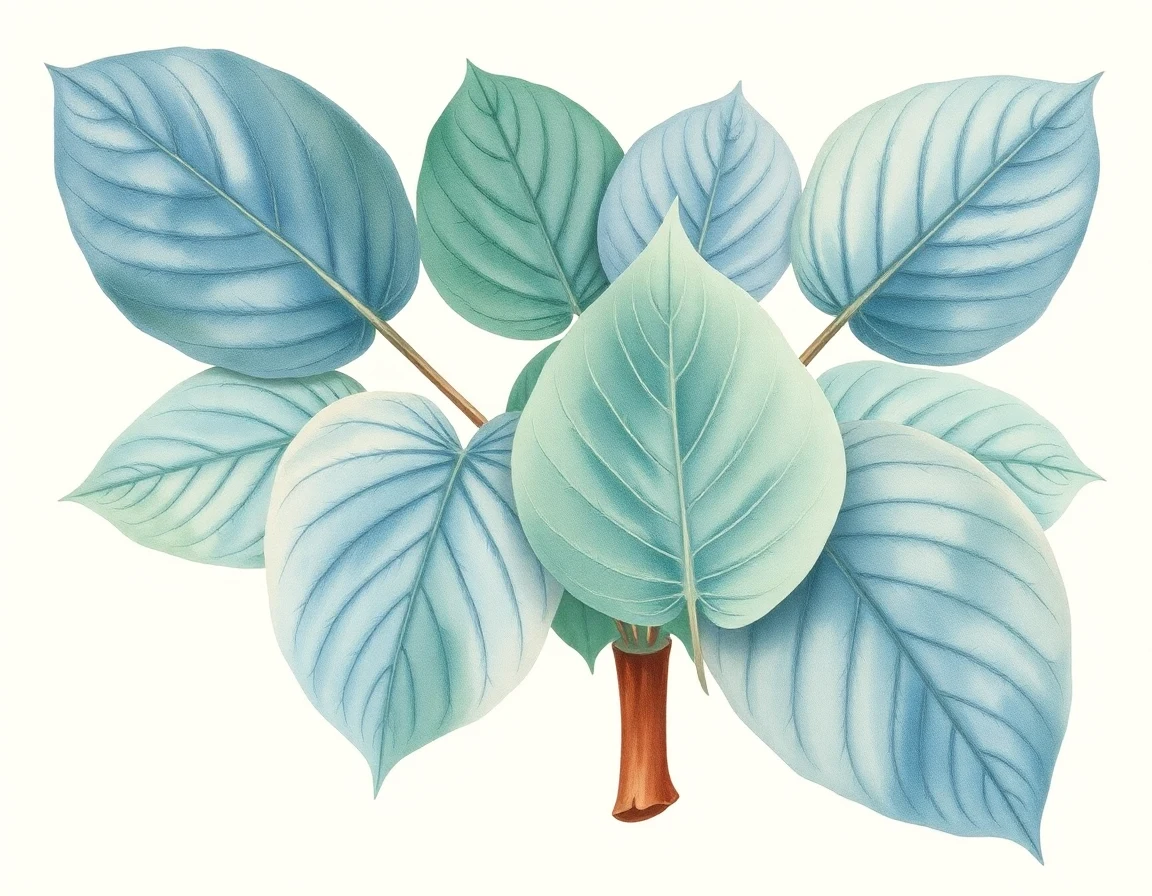 Watercolor illustration of Hosta 'Sasquatch'