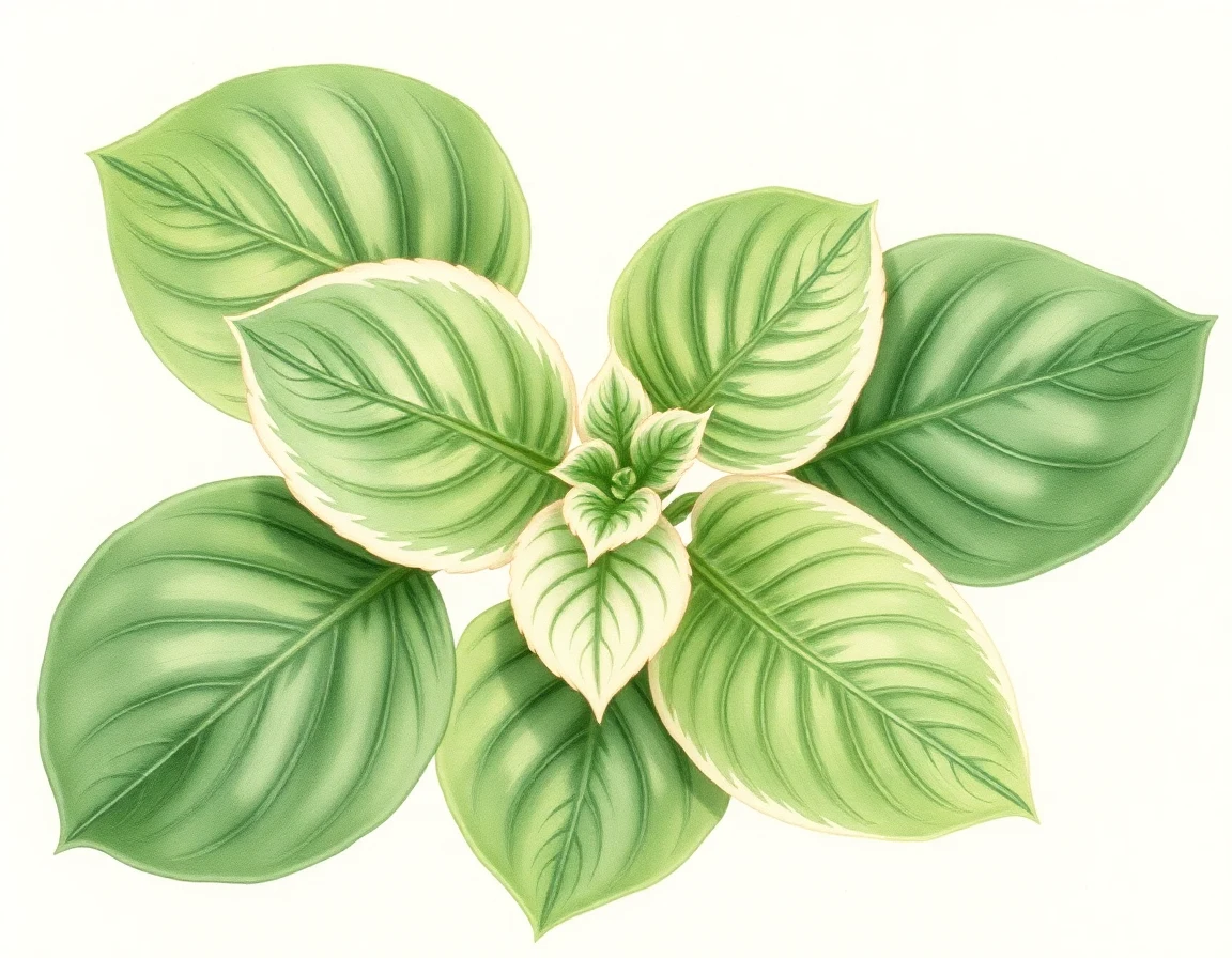 Watercolor illustration of Hosta 'Sassy'