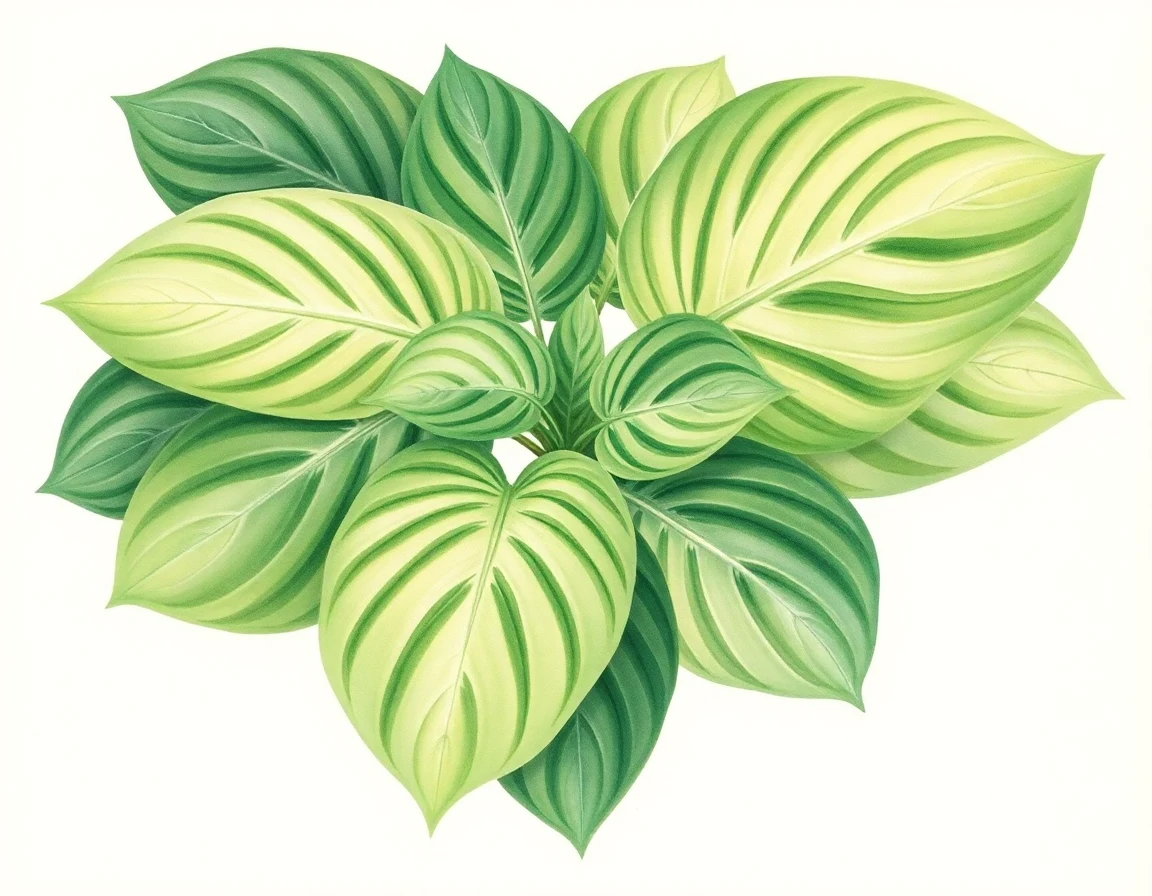 Watercolor illustration of Hosta 'Satin Beauty'