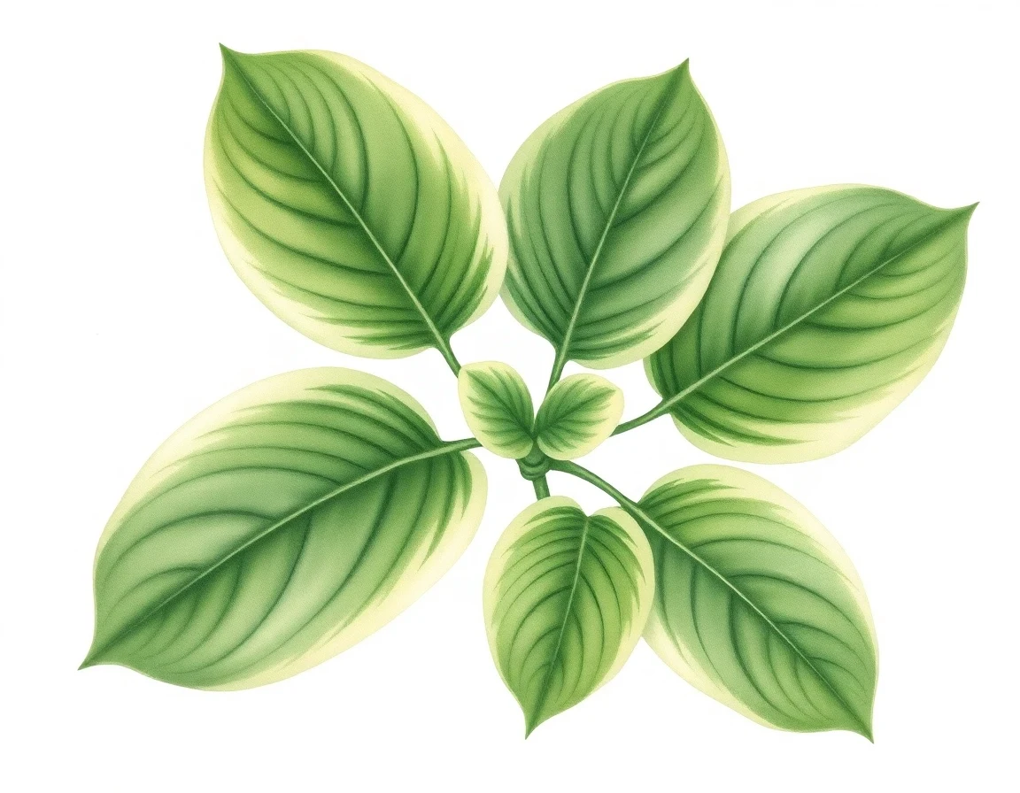 Watercolor illustration of Hosta 'Satin Doll'