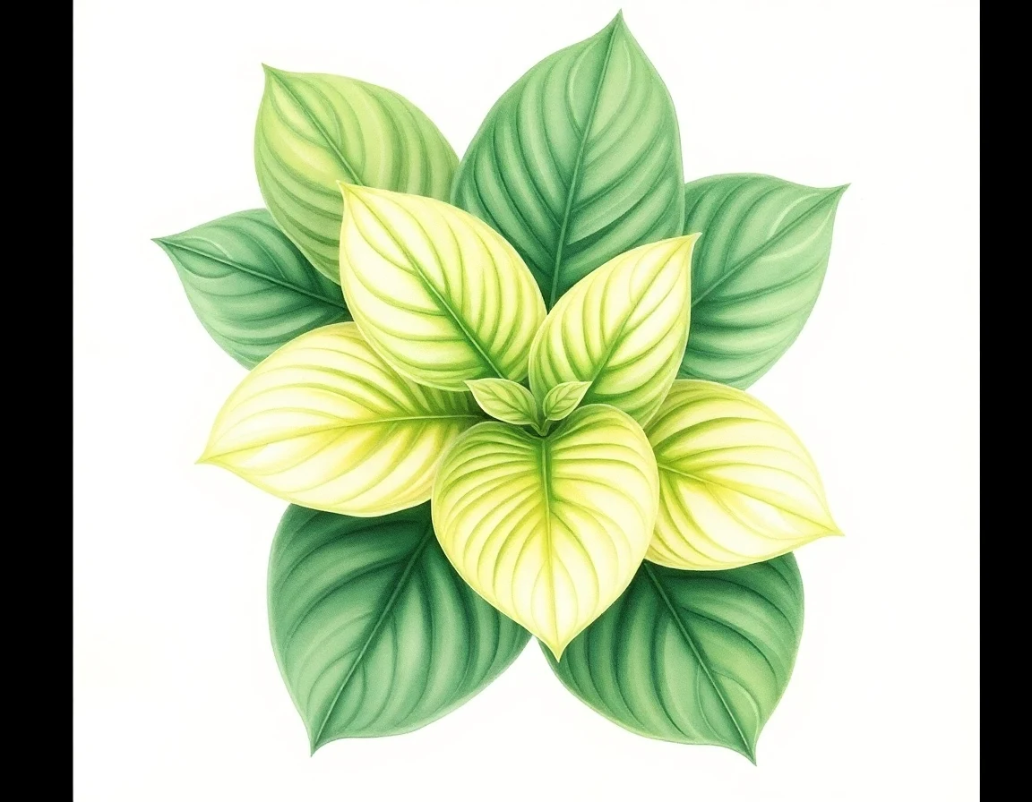 Watercolor illustration of Hosta 'Savannah Emerald'
