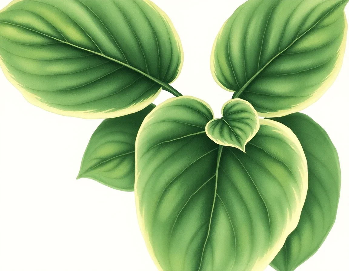 Watercolor illustration of Hosta 'Savannah'