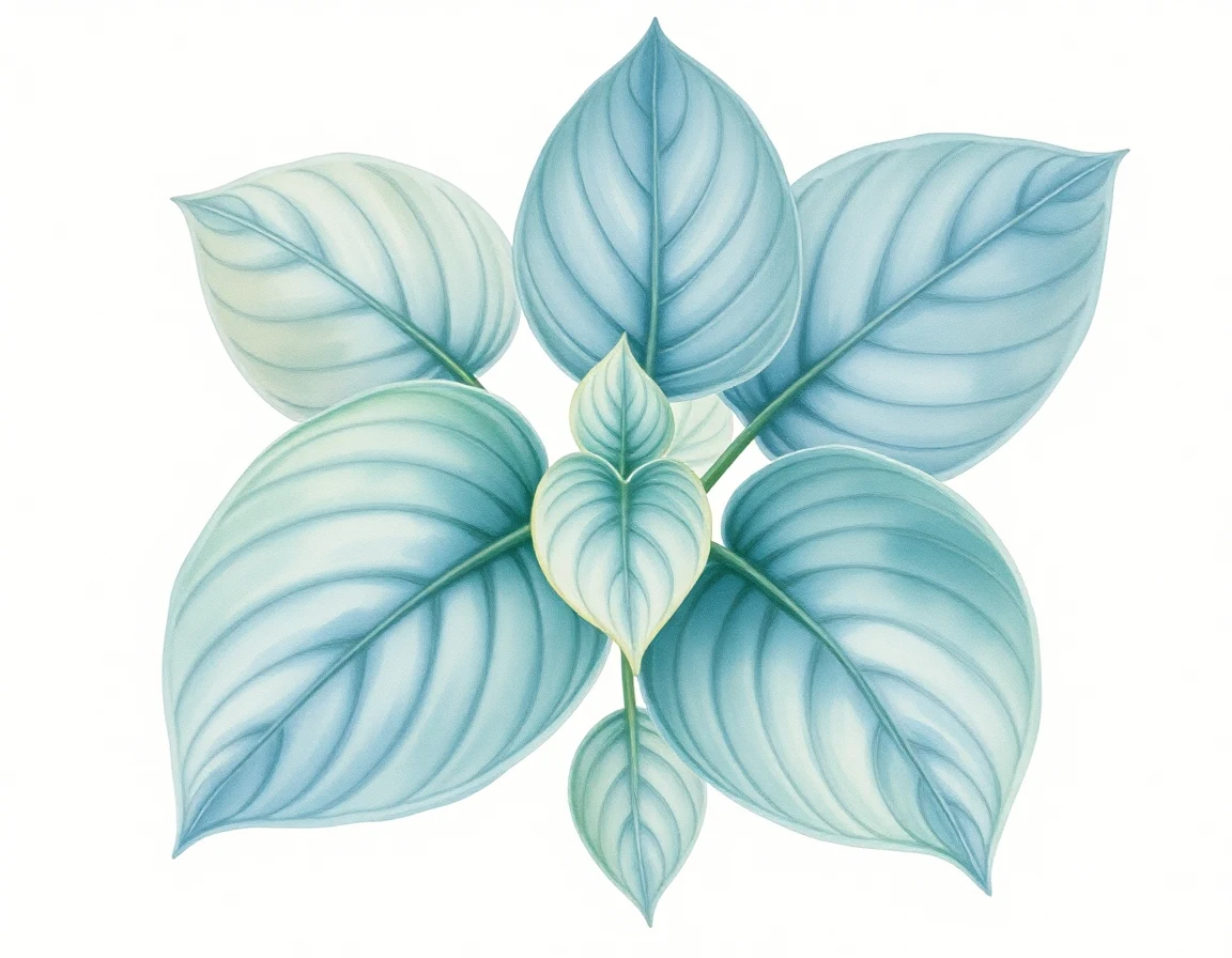 Watercolor illustration of Hosta 'Scally Cap'