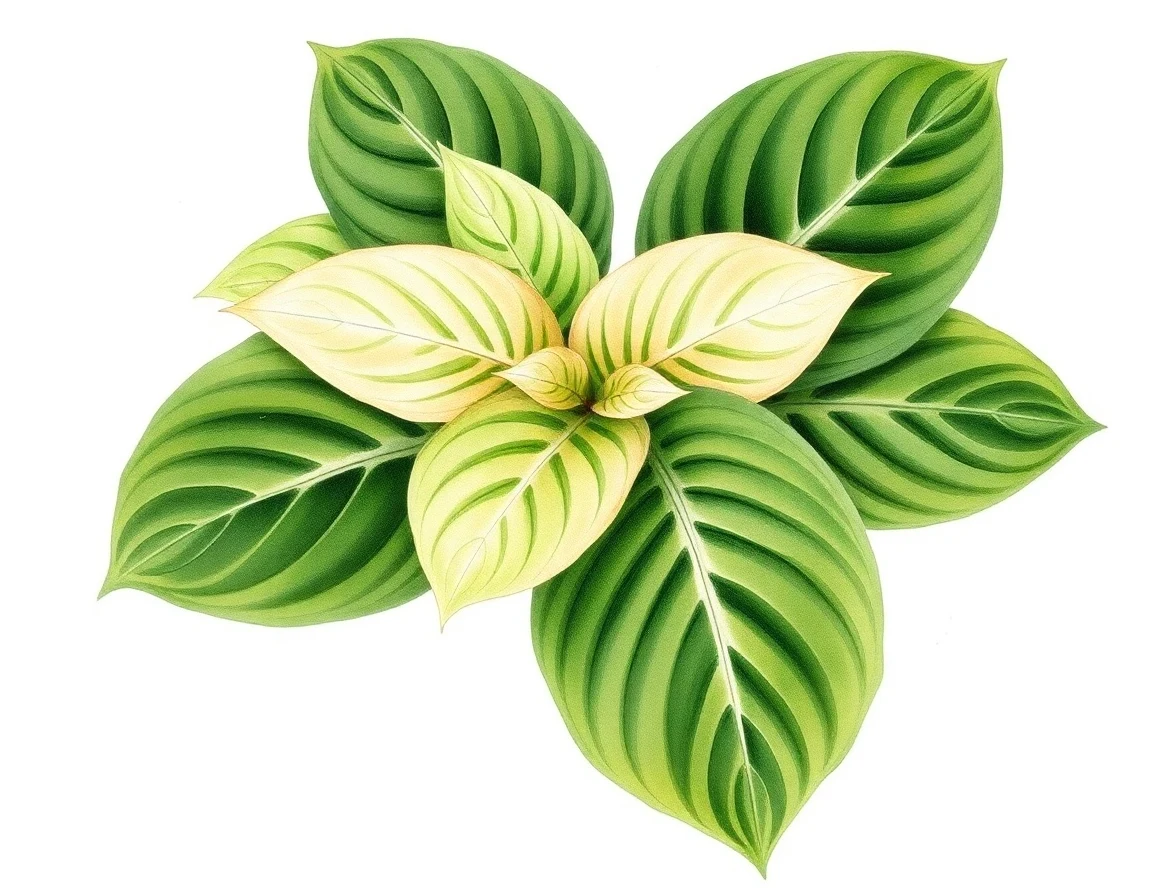 Watercolor illustration of Hosta 'Scarlet and Gray'