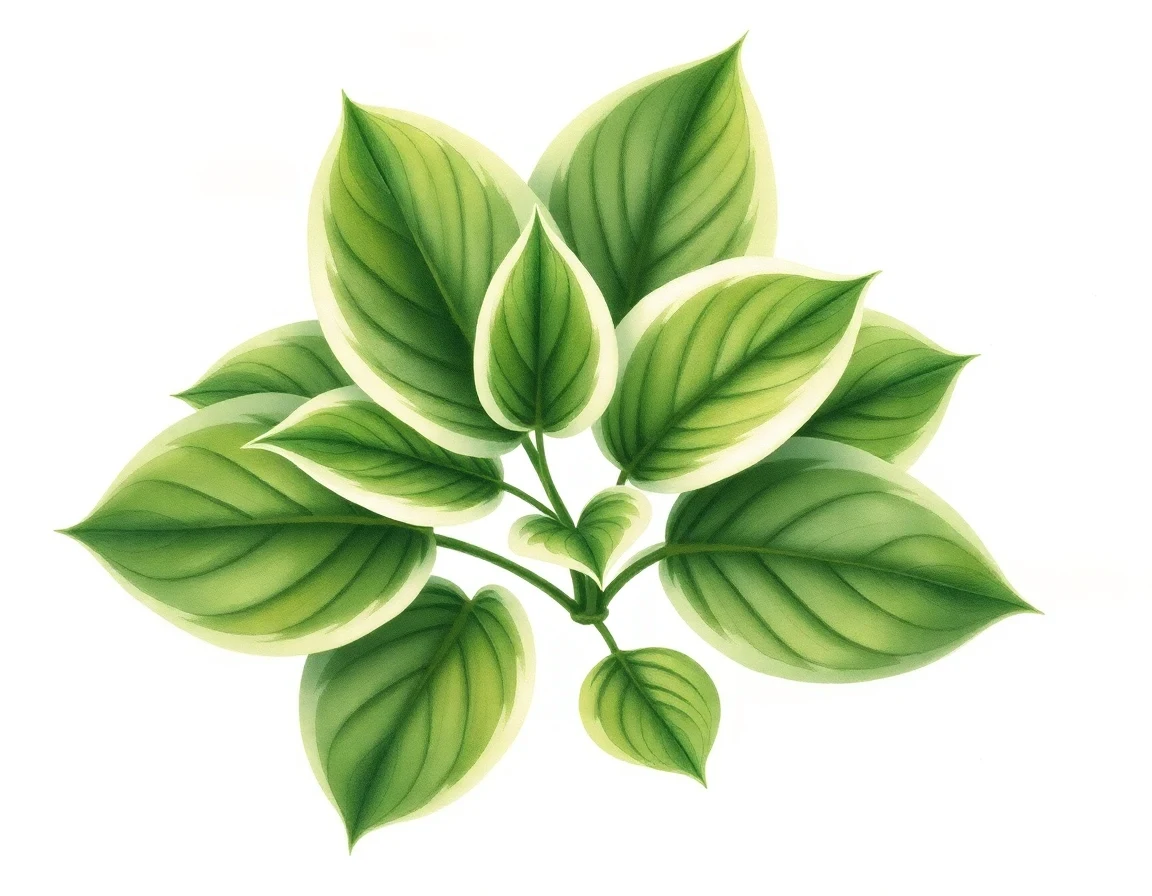 Watercolor illustration of Hosta 'Scarlet Ribbons'
