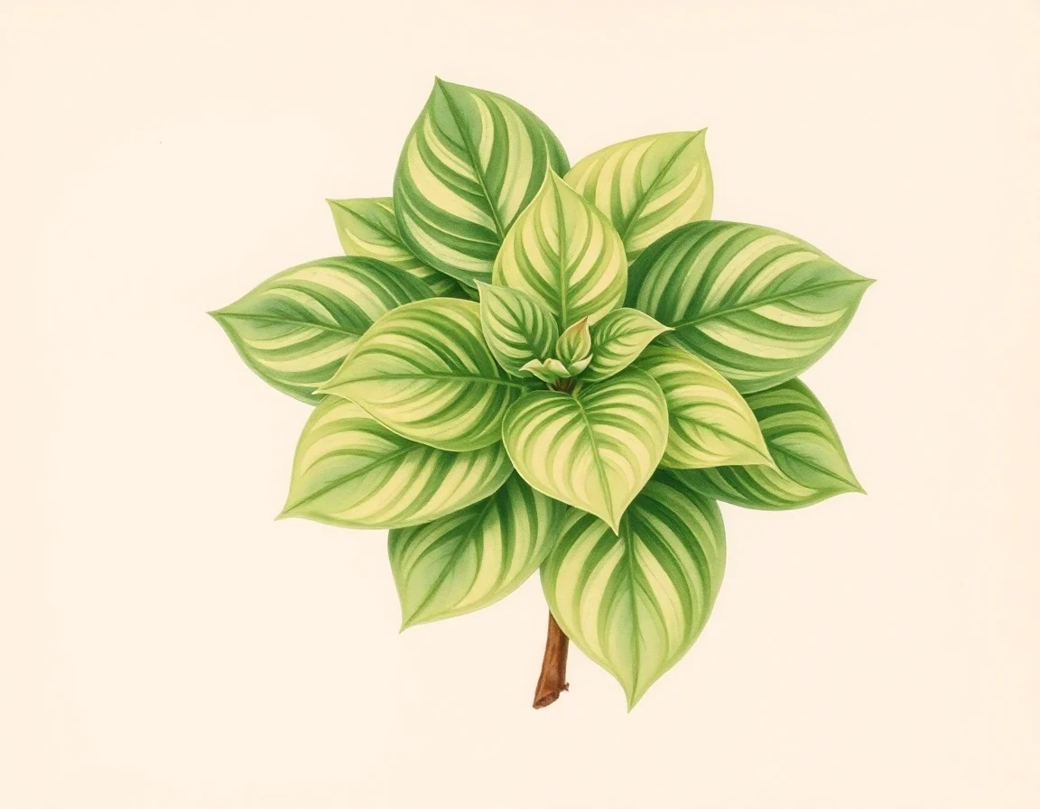 Watercolor illustration of Hosta 'Schneekuppe'
