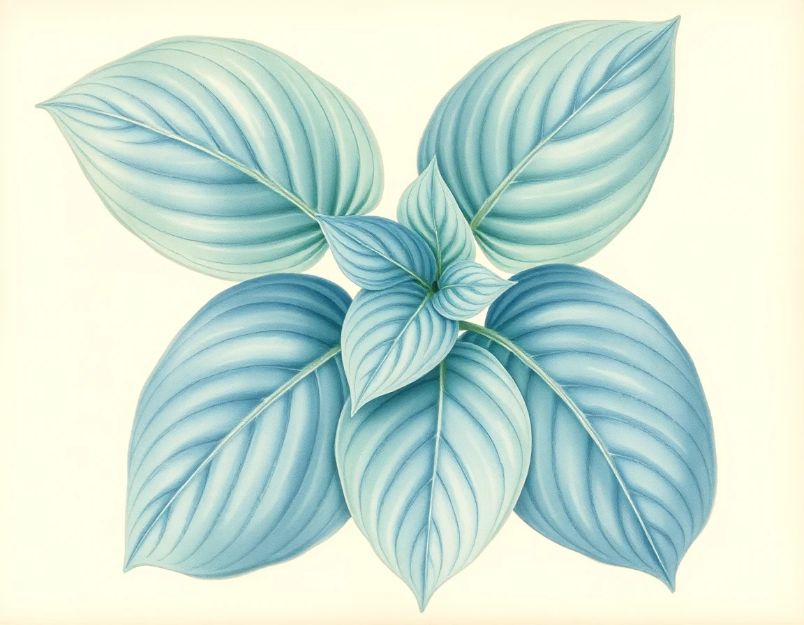 Watercolor illustration of Hosta 'Sea Blue Leather'