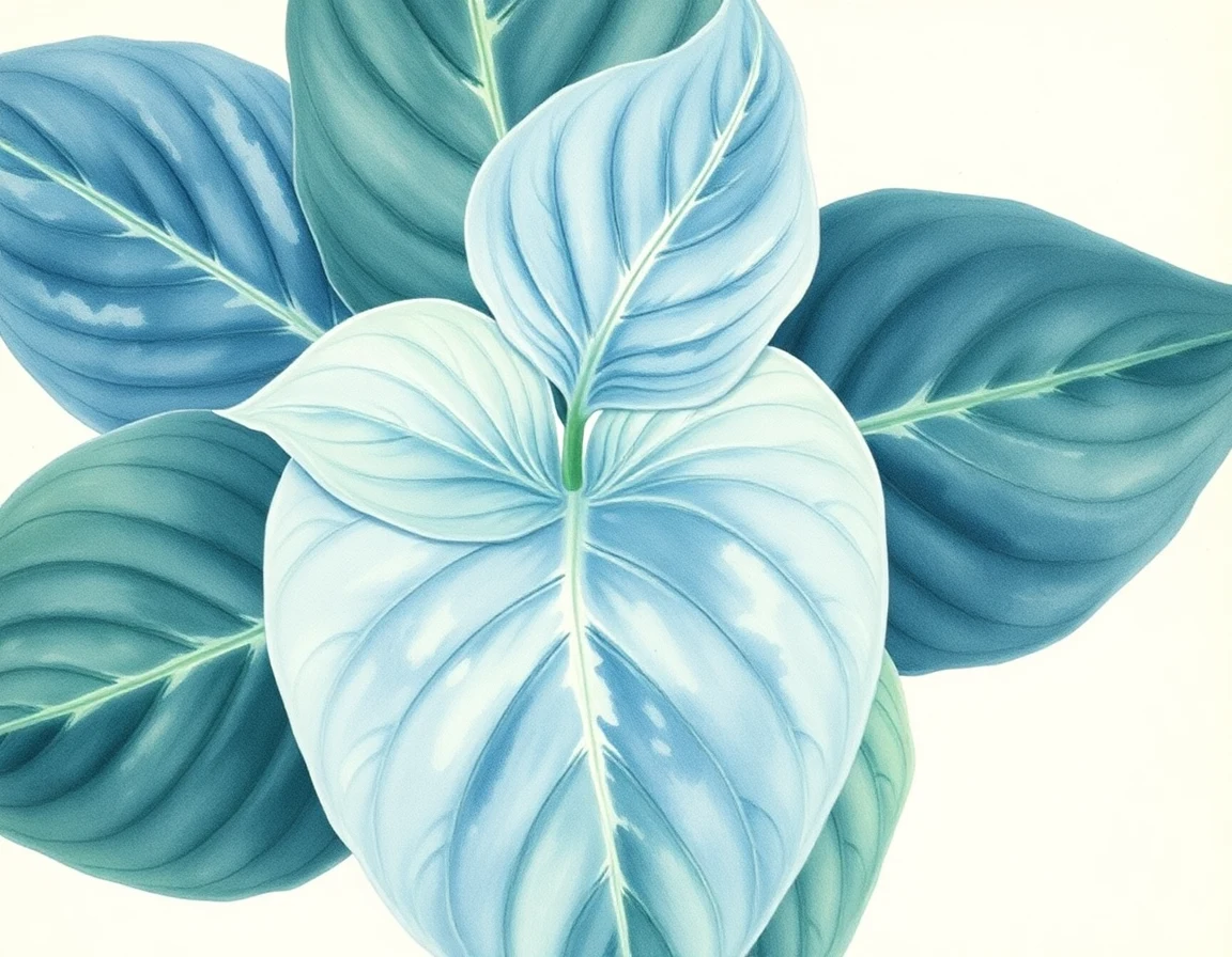 Watercolor illustration of Hosta 'Sea Blue Monster'