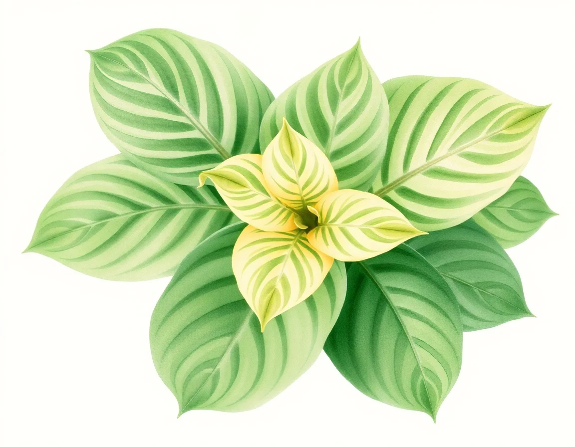Watercolor illustration of Hosta 'Sea Lotus Leaf'